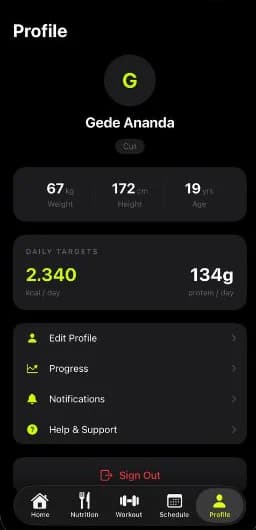 Profile with daily targets